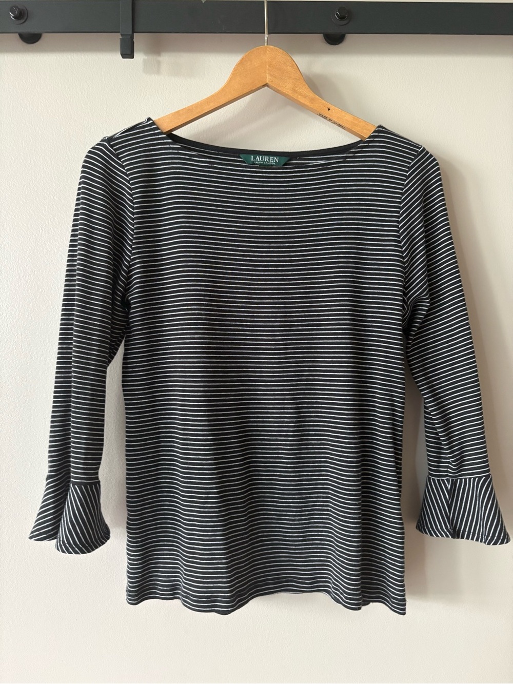 Ralph Lauren Black and White Striped Long-Sleeve Tee